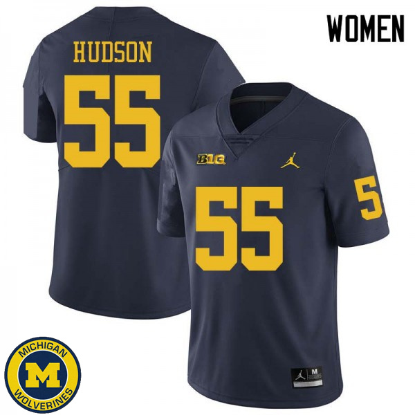 Womens Michigan Wolverines #55 James Hudson Navy Jordan Brand Football Jersey